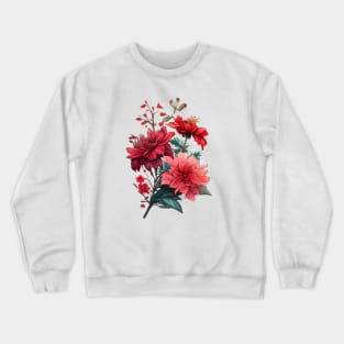 Red Flowers Crewneck Sweatshirt